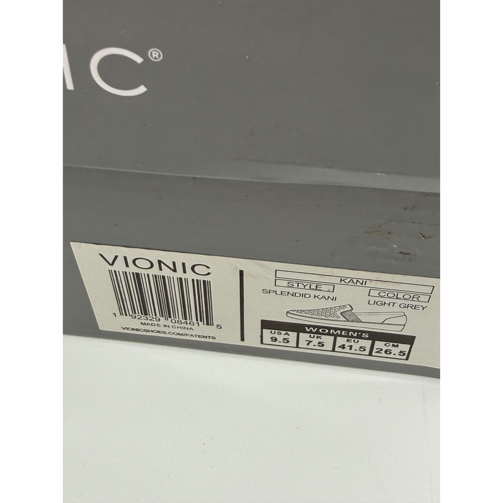 Vionic Kani Splendid Light Grey Suede Perforated Slip On Sneakers Womens 9.5 - Picture 2 of 3